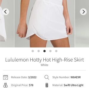 Lululemon Athletica Hotty Hot White Mini Skirt